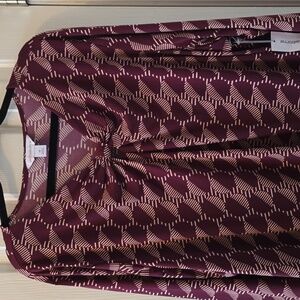 LIZ CLAIBORNE BRAND WOMEN'S PLUS SIZE WINE DOTS PULLOVER TUNIC TOP SIZE 3X